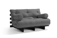 Fotel z funkcją spania 90x200 cm - Pascall Slim Basic Black Futon Szary