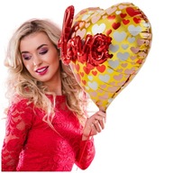 BALON SERCE LOVE 3D WALENTYNKI 2w1 FOLIOWY ROMANTYCZNY DUŻY 44cm