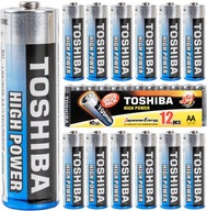 Alkalické tužkové batérie AA LR6 12 ks TOSHIBA 1,5V HIGH POWER +45%