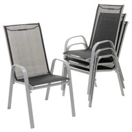 Záhradný set - 4 stoličky a sklenený stolík - čierny
