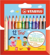 Pastelky "Trio", sada, 12 rôznych farieb, trojhranné, STABILO