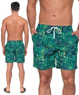 Pánske plavky krátke pánske šortky na pláž bazén Zelený vzor veľ. L