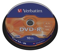 Płyty DVD-R Verbatim 16x 4,7 GB Cake 10 szt.