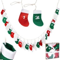 Adventný kalendár vianočné závesné nástenné plstené ponožky 2,2 m