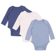 3x Bawełniane, niebiesko-białe body 18-24m 92 cm