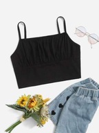 SHEIN CZARNY CROP TOP NA RAMIĄCZKACH Z MARSZCZENIEM 12-13Y 81403