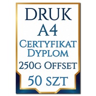 DYPLOM CERTYFIKAT 50 szt DRUK A4 Offset 250g