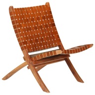 Skladacia stolička hnedá prírodná koža