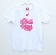 T-shirt biały DAMSKI Polska Nadruk Napis roz. 152-158 cm / S A2666