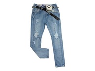 Dievčenské džínsové nohavice opasok modrá 170 / 176