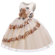 Sukienka dziewczęca cekinowa haftowana sukienka księżniczki kwiatowa suknia
