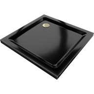 Mexen Flat štvorcová sprchová vanička slim 100 x 100 cm, čierna, syfon