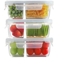 LUNCHBOX ÜVEG ÉTELTÁROLÓ SZETT 3DB-OS KÉTREKESZES LÉGMENTESEN ZÁRÓDÓ