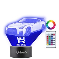 Lampka Nocna LED 3D Nissan GT-R R35 Auto Samochód Prezent Twój Napis Grawer