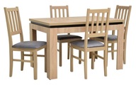 SOLIDNY komplet kuchenny stół dąb SONOMA i 4 x krzesła drewniane z poduszką