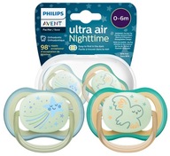 PHILIPS AVENT 2x SMOCZEK ULTRA AIR NIGHTTIME ORTODONTYCZNY ŚWIECĄCY 0-6 M