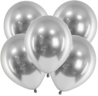 Balony SREBRNE chromowane 30cm GLOSSY 5szt roczek