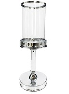 Świecznik szklany Glamour srebrny wysoki prosty 32cm