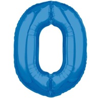 Balon foliowy CYFRA liczba 0 URODZINY niebieski 10