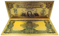 2 DOLARY 1899 Unikatowy Pozłacany Banknot Kolekcjonerski USA
