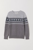 H&M Żakardowy sweter Norweski wzór śnieżynki sweterek boy chłopięcy 146/152