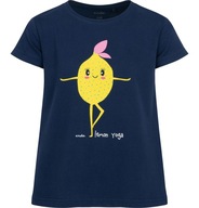Bluzka T-shirt dla dziewczynki Bawełna 122 granat Cytryna Joga Endo