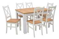 6x NOWOCZESNE krzesła białe + BOHO stół rozkładany