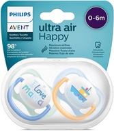 AVENT 2x SMOCZEK ULTRA AIR ORTODONTYCZNY SILIKONOWY 0-6M ODDYCHAJĄCY + ETUI