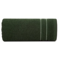 Klasyczny ręcznik zielony z ozdobnymi paseczkami gramatura 500 70X140