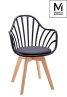 MODESTO stolička ALBERT ARM čierna - polypropylén, ekokoža, bukové drevo