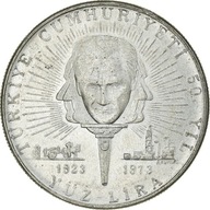 Moneta, Turcja, 100 Lira, 1973, MS(63), Srebro, KM