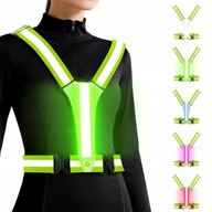 LED SZELKI ODBLASKOWE KAMIZELKA OSTRZEGAWCZA DROGOWA NA ROWER DO BIEGANIA