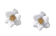 Kolczyki Sztyfty Złote Białe Kwiatki Kwiaty Urocze Delikatne Subtelne 19mm