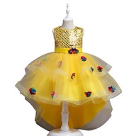Kwiatowa kokardka z cekinami wsuwana sukienka księżniczki 4T4