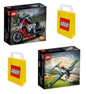 LEGO Technic 42132 Motocykel | 42117 Závodné lietadlo | Darčeková taška