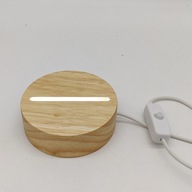 Okrągła lampka nocna 3D z litego drewna bukowego LED