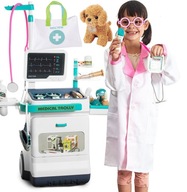 Zestaw Lekarski dla Dzieci Wózek Stacja Doktora Zabawa w Lekarza Stetoskop