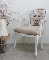 Fotel ludwikowski w bieli shabby chic Marilyn Monroe