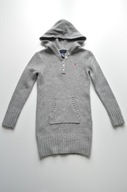 RALPH LAUREN Szary dłuższy sweter z kapturem lub tunika swetrowa 8 10 lat