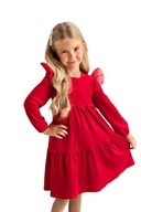 Velúrové šaty červené s tylovými volánikmi 86