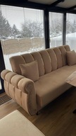sofa muszelka GLAMOUR rozkładana kanapa funkcja spania łóżko srebrna złota