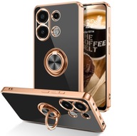 Etui do Xiaomi Redmi Note 13 4G + SZKŁO Silikonowe GLAMOUR GOLD Ring CASE