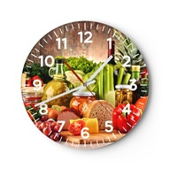 Kuchynské nástenné hodiny 30x30 Gastronómia Moderné sklenené hodiny Tichý