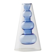 Priehľadná váza na púčiky, stolové terárium er, modrá