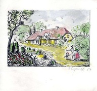 Atrament a akvarel 1969 Kaštieľ v Železnej vôli