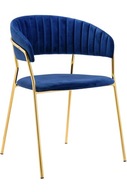 Jedálenská stolička MARGO tmavo modrá - velúr, základňa zlatá