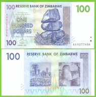 ZIMBABWE 100 DOLLARS 2007 P-69 UNC PREFIKS AA