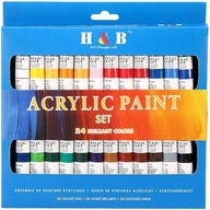 Farby akrylowe Farbki akrylowe H & B 24 szt tubki 12ml