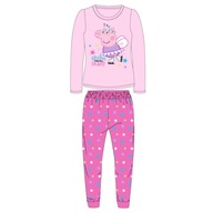 Ružové Pyžamo bavlnené pyžamo dlhý rukáv Prasiatko Peppa 98