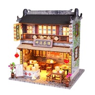 1/24 DIY miniaturowe zestawy domków dla lalek antyczna chińska herbaciarnia z rocznikiem